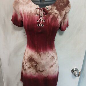 Heart & Hips Lace up Tie Dye Dress